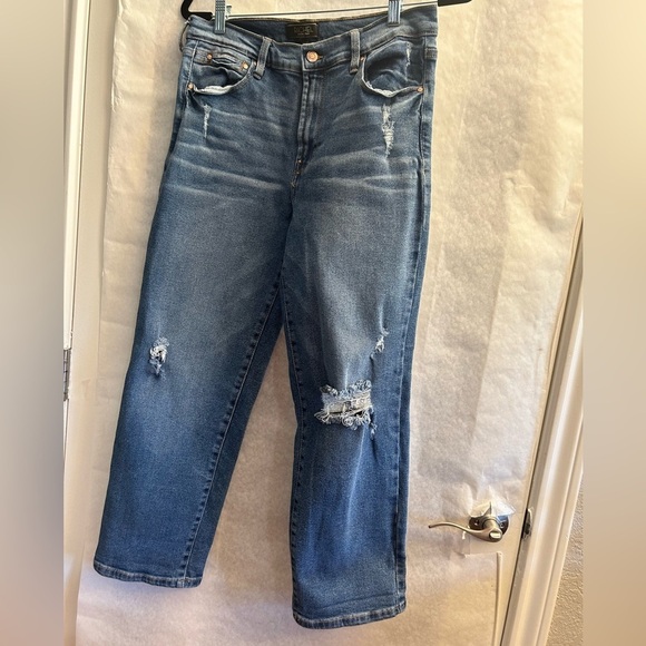 Rachel Roy Blue Distressed Women Trendy Girlfriend Jeans Sz-10. X16 - Picture 3 of 9